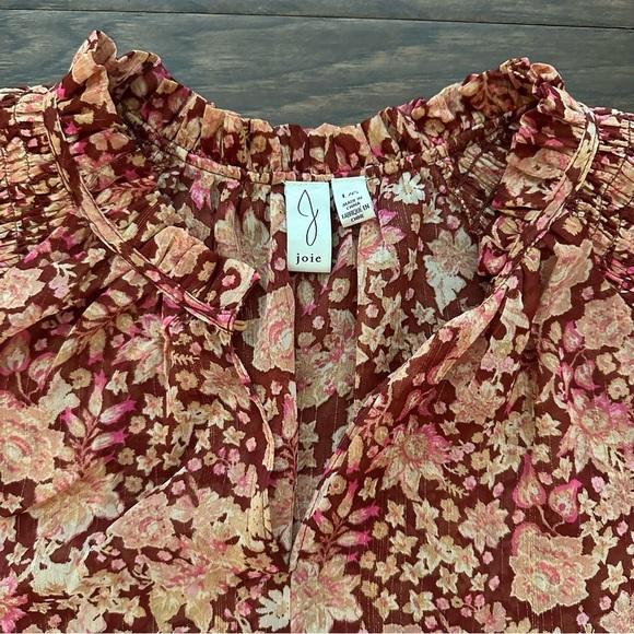 Joie Sheer Burgundy Floral Blouse - Picture 4 of 4